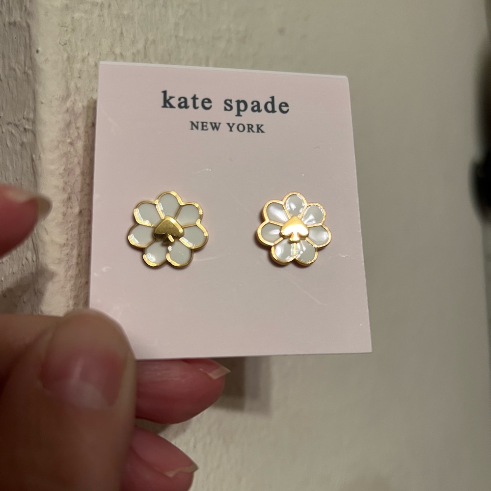 Kate Spade Gold and Cream Floral Studs